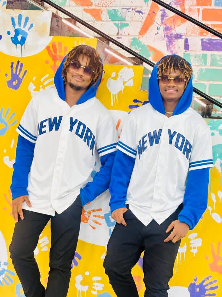Jacob and Joseph Sesay, the Golden Twins, in matching New York jerseys